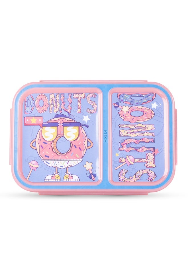 Nova Kids 2 Compartment Bento Lunch Box - Donut Pink - Image 2