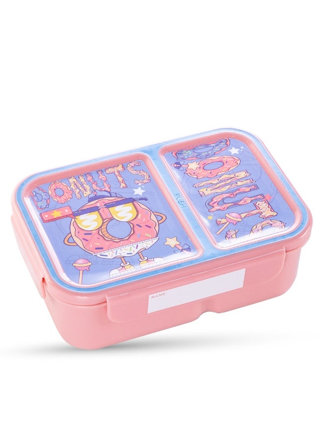 Nova Kids 2 Compartment Bento Lunch Box - Donut Pink - Image 1