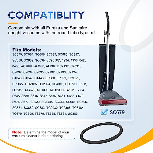 KeeTidy Vacuum Belt, 10 Pack Belt 30563B Round Vacuum Cleaner Belts Upright Vacuum Belt Compatible with Sanitaire Eureka Vacuum Cleaner, Style RD, SC679K C2094 Belt - Image 2