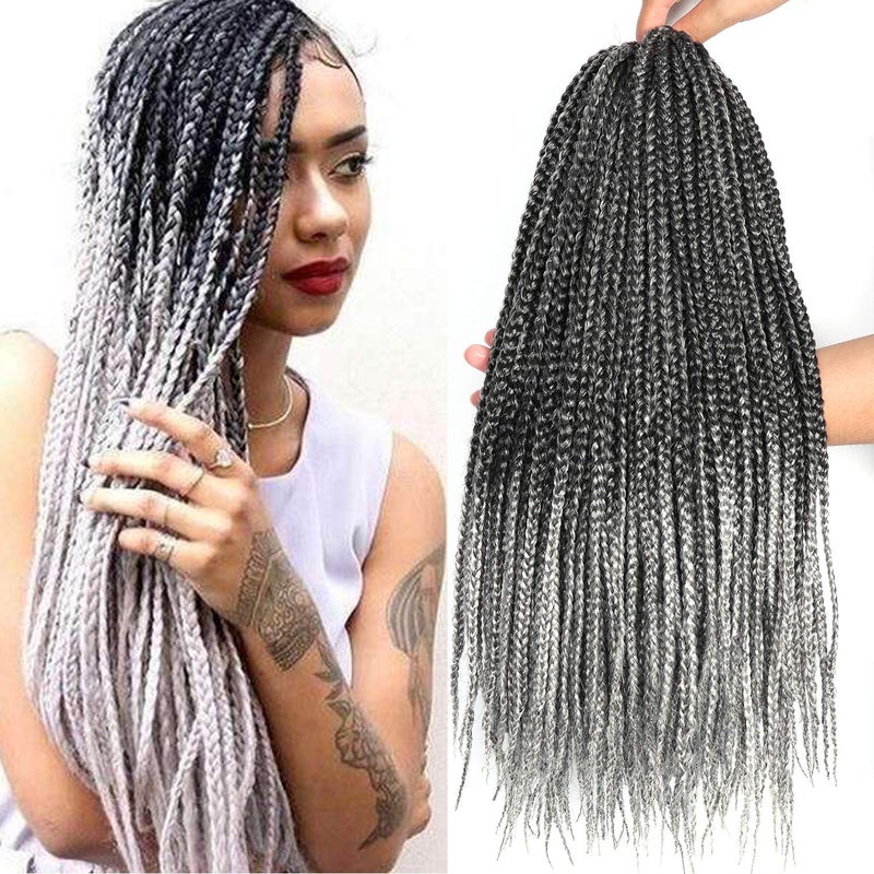 XCHSLB 7 Packs Goddess Box Braids Crochet Hair 22 Inch Prelooped Crochet Box Braids Crochet Hair for Black Women Braiding Hair 22 Inch 7 Pack 1BGray