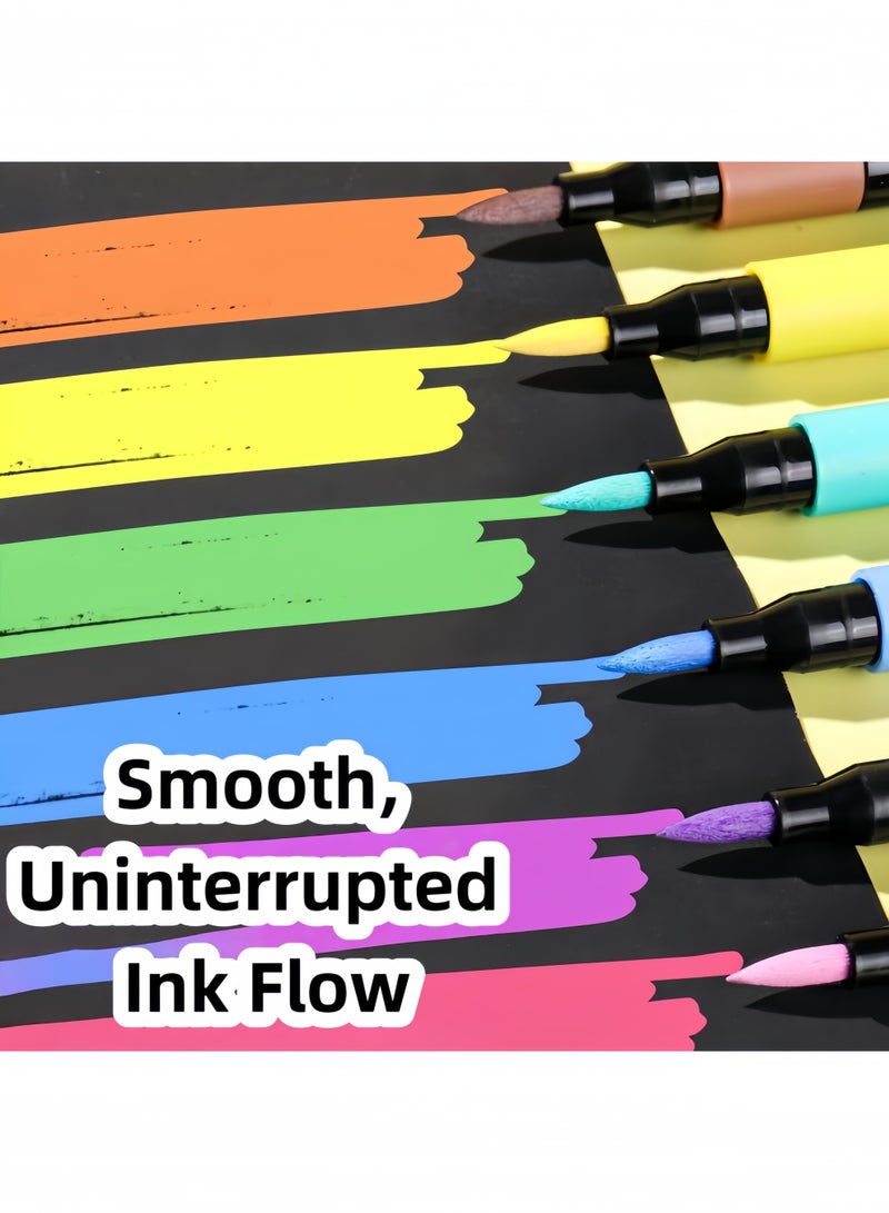 48 Colors Premium Acrylic Marker Set in Black Case | Non-Press Drawing Markers for Paper, Glass, Ceramic, Wood, Rock, Fabric Coloring | Great for Kids, Artists, DIY Crafts - Image 3