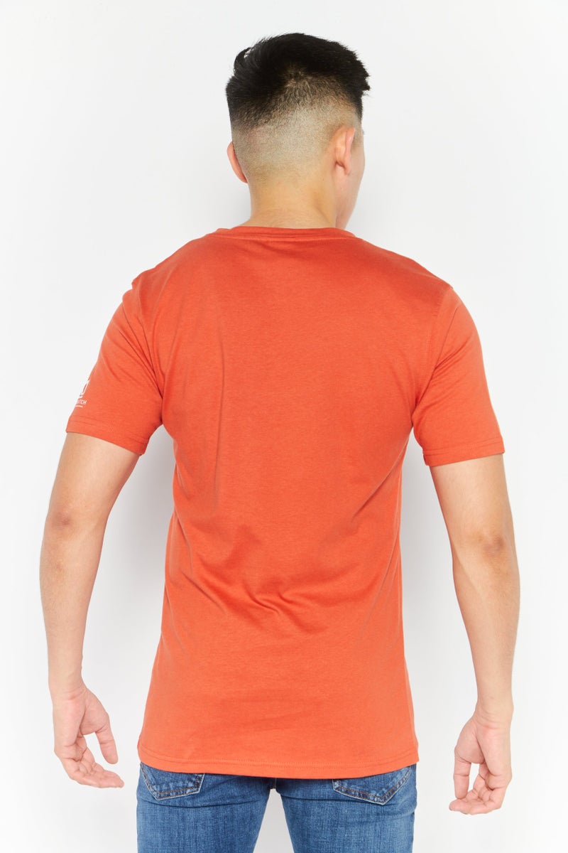 CROSSHATCH تي شيرت رجالي بأكمام قصيرة وياقة دائرية مطبوع، أحمر - Image 2