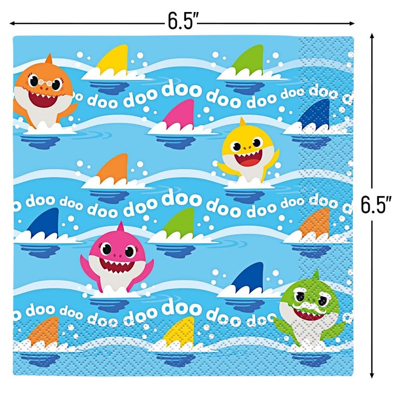 Unique Baby Shark Multicolored Luncheon Napkins - 5" (Pack of 16) - Vibrant Paper Napkins, Perfect for Kid's Parties - Image 2