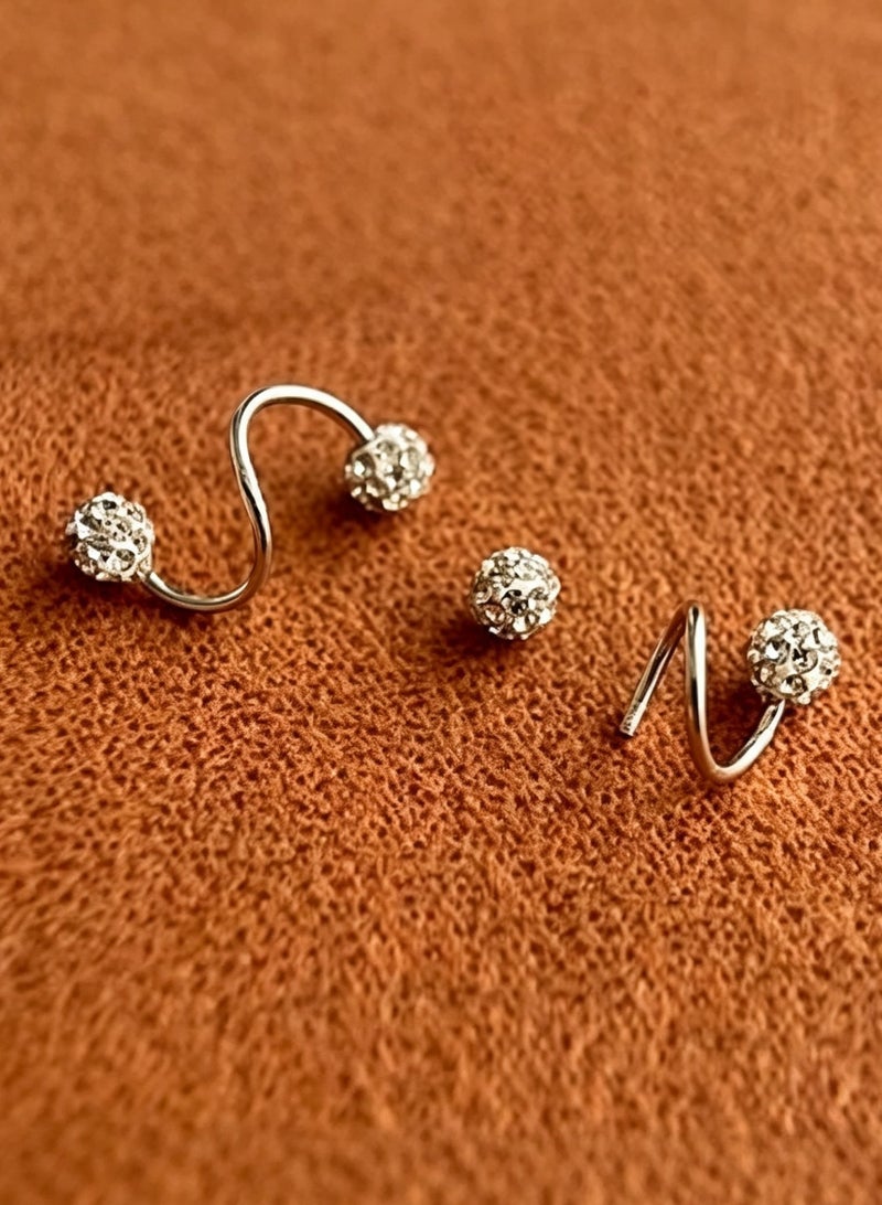 Fashion Light Luxury Double-Headed Spiral Shaped Earrings for Women, Fashion Jewelry Accessories, Suitable for Daily Wear, Gift for Friends - Image 3