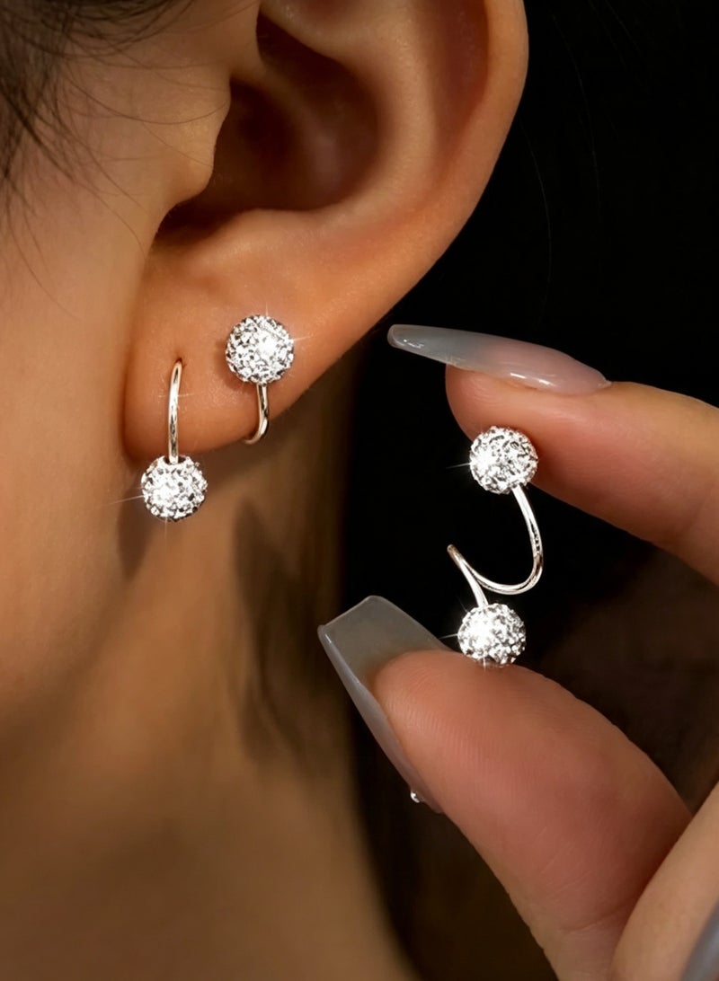 Fashion Light Luxury Double-Headed Spiral Shaped Earrings for Women, Fashion Jewelry Accessories, Suitable for Daily Wear, Gift for Friends - Image 2