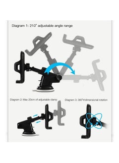 Yesido Car Mobile Holder, 270 Degree Rotation & Adjustable Mobile Stand for Car Dashboard Windshield, Universal Cell Phone Holder with Suction Cup, Release Button and Lock Mechanism  - Image 4