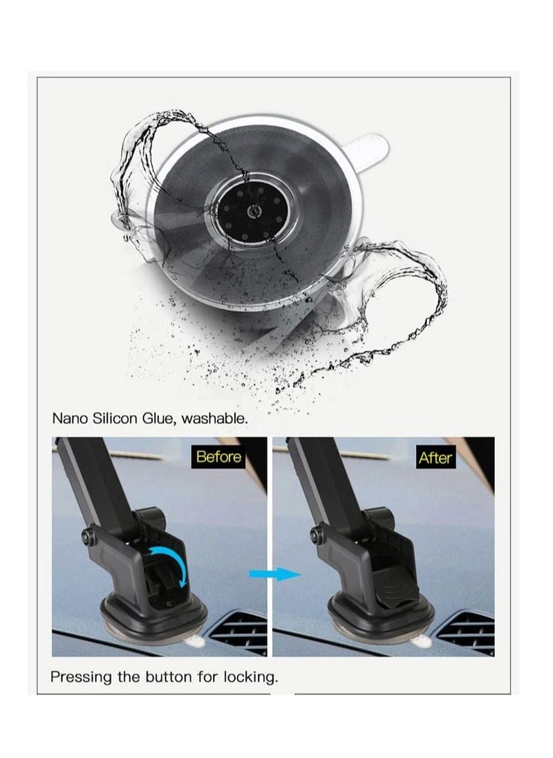 Yesido - Car Mobile Holder, 270 Degree Rotation & Adjustable Mobile Stand for Car Dashboard Windshield, Universal Cell Phone Holder with Suction Cup, Release Button and Lock Mechanism - Image 1