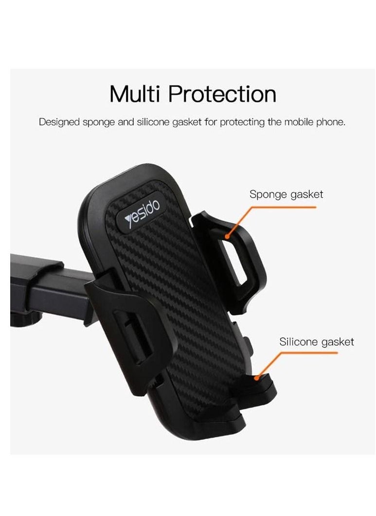 Yesido - Car Mobile Holder, 270 Degree Rotation & Adjustable Mobile Stand for Car Dashboard Windshield, Universal Cell Phone Holder with Suction Cup, Release Button and Lock Mechanism - Image 1