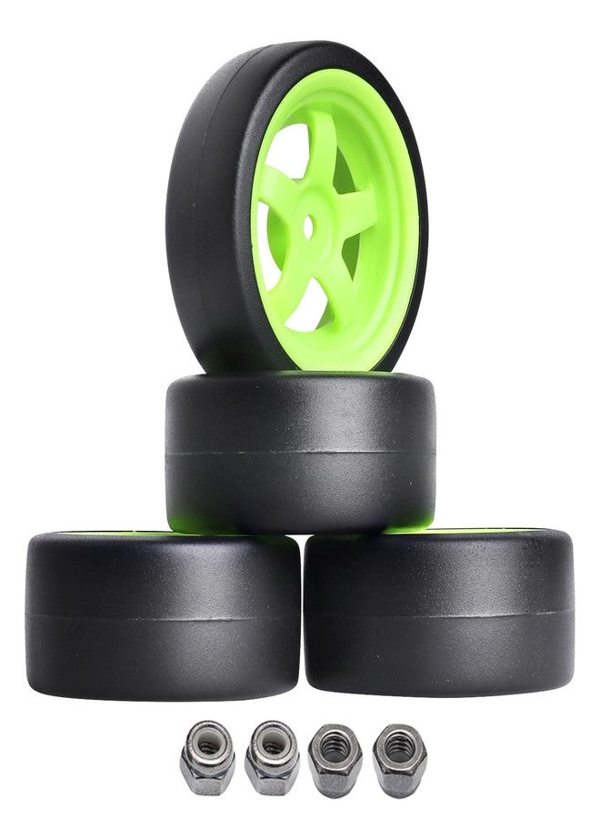 Hobbyfire 12mm Hex RC Drift Car Wheels and Hard Slick Tires for 1/10 Scale Traxxas HSP Redcat Tamiya HPI Kyosho On-Road Drifting Car, Set of 4 - Image 1