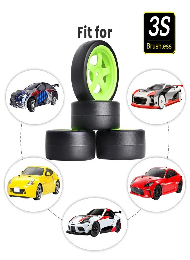 Hobbyfire 12mm Hex RC Drift Car Wheels and Hard Slick Tires for 1/10 Scale Traxxas HSP Redcat Tamiya HPI Kyosho On-Road Drifting Car, Set of 4 - Image 3