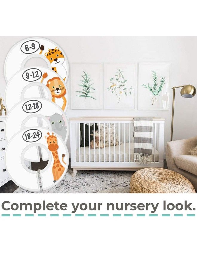 Little Miracles Baby Closet Size Dividers 7X Safari Nursery Closet Dividers For Baby Clothes Elephant Giraffe Zebra Lion Monkey Cheetah Nursery Decor Baby Closet Dividers For Boy Or Girl [Safari] [White] - Image 5