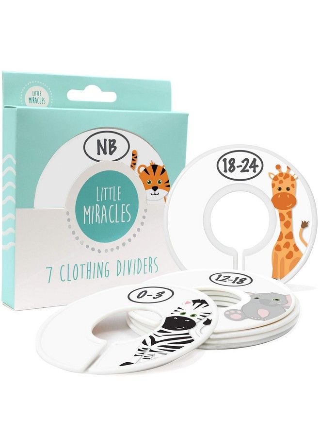 Little Miracles Baby Closet Size Dividers 7X Safari Nursery Closet Dividers For Baby Clothes Elephant Giraffe Zebra Lion Monkey Cheetah Nursery Decor Baby Closet Dividers For Boy Or Girl [Safari] [White] - Image 4