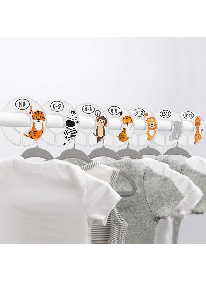 Little Miracles Baby Closet Size Dividers 7X Safari Nursery Closet Dividers For Baby Clothes Elephant Giraffe Zebra Lion Monkey Cheetah Nursery Decor Baby Closet Dividers For Boy Or Girl [Safari] [White] - Image 3