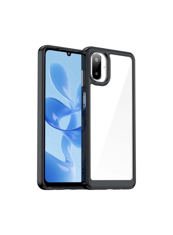 SanHu for Samsung Galaxy A07 Case Cover, High Quality Hard Backplane Soft Border Pure and Bright Comfortable Feel Cell Phone Protective Case for Samsung Galaxy A07, Black - Image 1