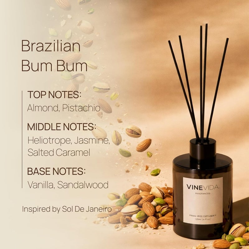 VINEVIDA | Brazilian Summer | Reed Diffuser for Home & Bathroom | Long-Lasting Scent Sticks Set | Oil Stick Diffuser | Bathroom Scent - Image 2