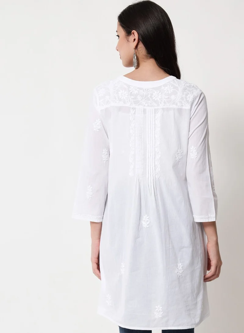 Alaya Hand Embroidered Chikankari Cotton A-Line Tunic-AL1958L