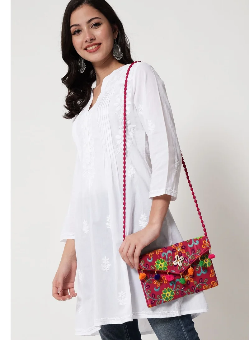 Alaya Hand Embroidered Chikankari Cotton A-Line Tunic-AL1958L