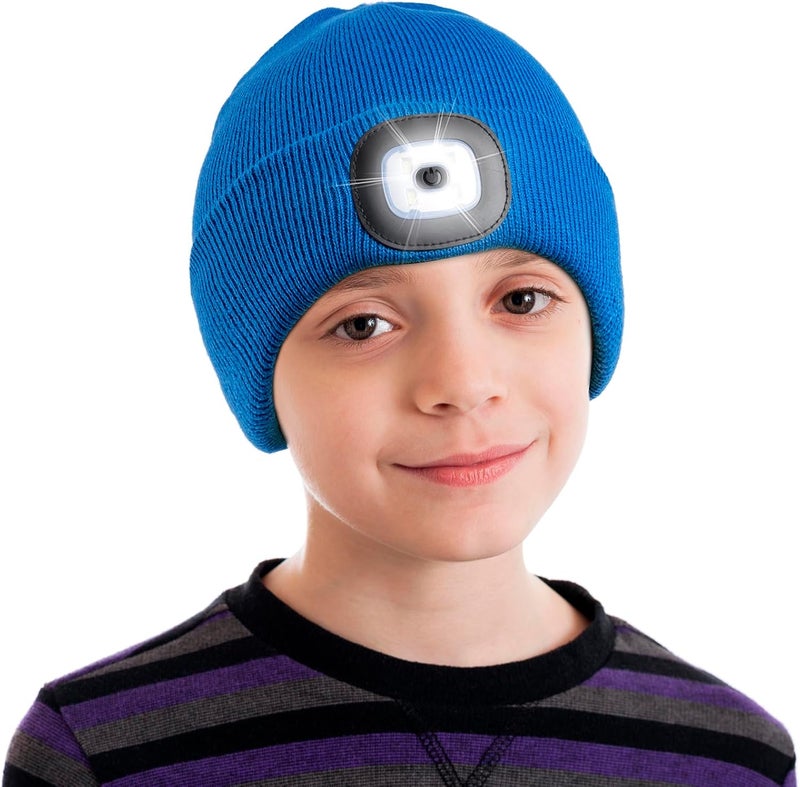 Etsfmoa Store Unisex Beanie with The Light,Gifts for Kids Boys and Girls Children USB Rechargeable Headlamp The Cap - Image 1