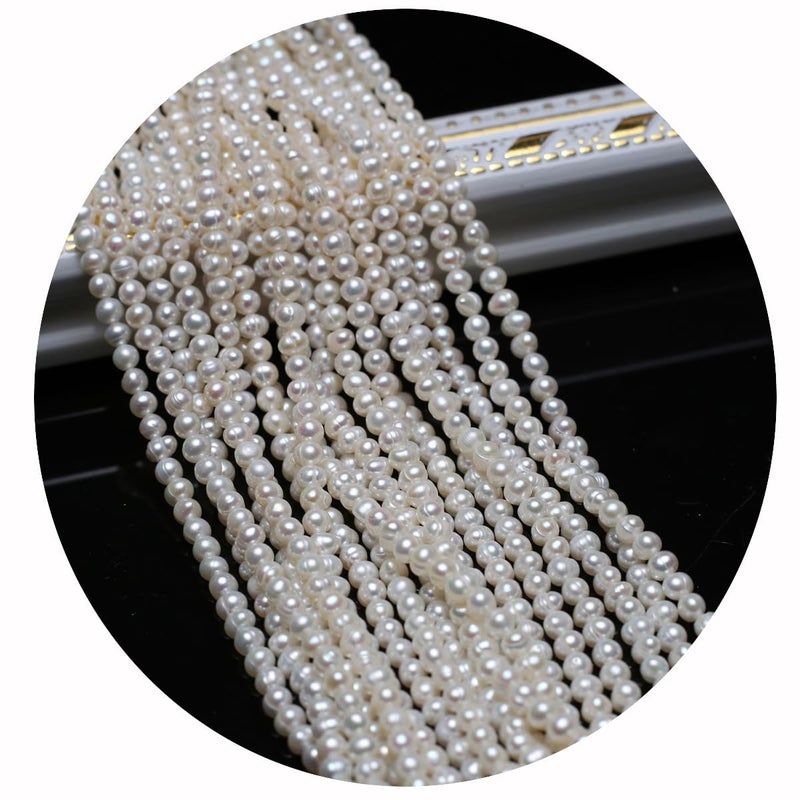 LHJ 3-4mm Natural Pearl Beads Small Round Shape White Cultured Freshwater Pearl Loose Beads for Jewelry Making Necklace DIY Craft - Image 5