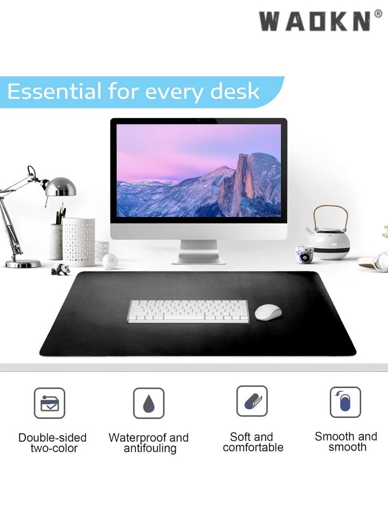 WAOKN - Desk Pad Leather Computer Mouse Pad Office Desk Mat Extended Gaming Mouse Pad, Non-Slip Waterproof Dual-Side Use Desk Mat Protector 80cm X 40cm, Red/Black - Image 1