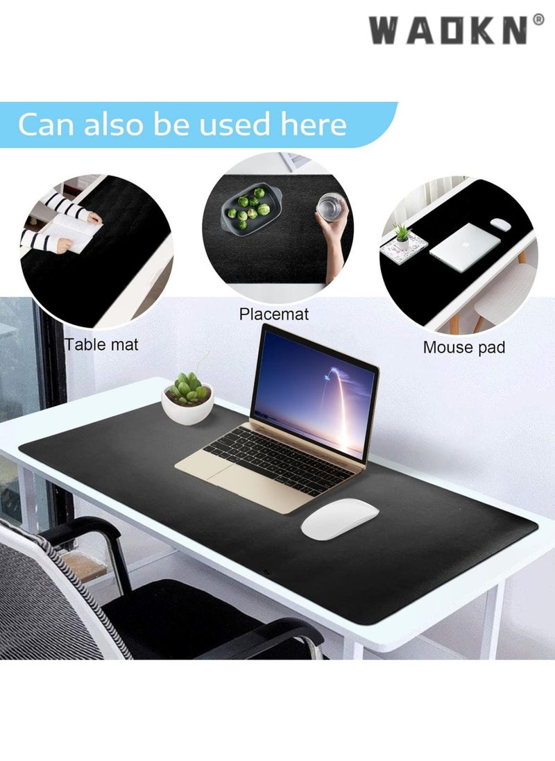 WAOKN - Desk Pad Leather Computer Mouse Pad Office Desk Mat Extended Gaming Mouse Pad, Non-Slip Waterproof Dual-Side Use Desk Mat Protector 80cm X 40cm, Red/Black - Image 1