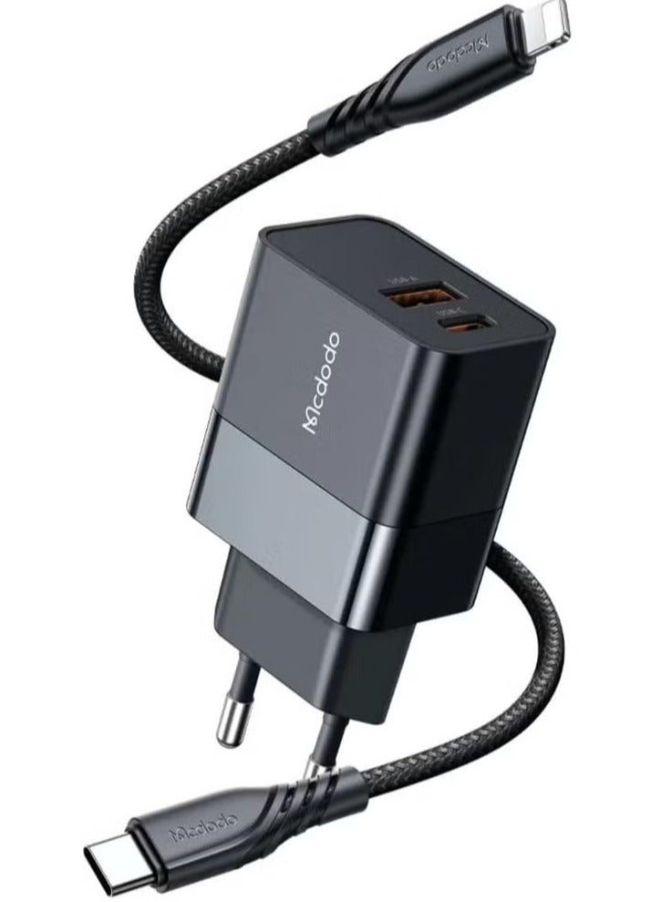 Mcdodo CH-1952 USB + USB-C wall Charger 20W + USB-C To Lightning Cable - Image 1