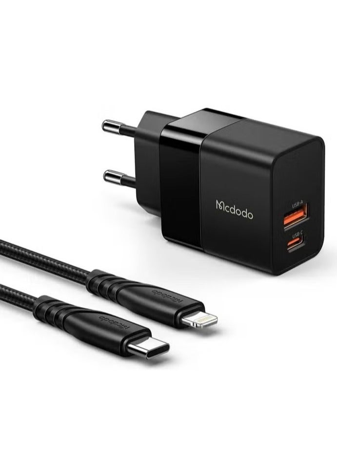 Mcdodo CH-1952 USB + USB-C wall Charger 20W + USB-C To Lightning Cable - Image 2