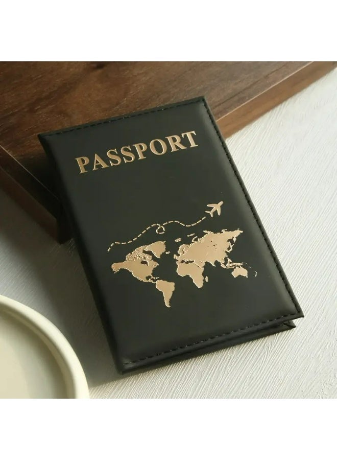 Kandid Travel Passport Holder and Luggage Tag Set, Faux Leather, Classic Style, Unisex (BLACK) - Image 1