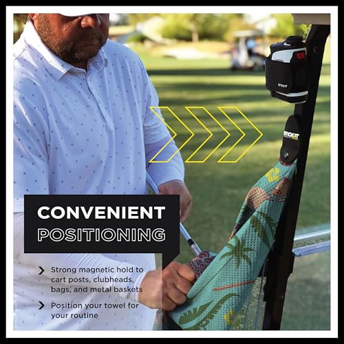 STICK-IT STICKIT Magnetic Golf Towel UltraAbsorbent with Waffle Weave Microfiber Removable Magnet Golf Towel with Magnet for Bags Clubs Carts Removes Dirt Grass Debris from Club Face 29 x 29 - Image 3