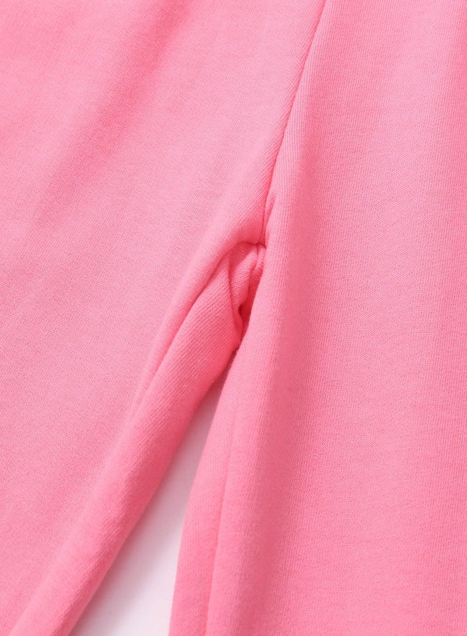 VZF 3 Pack Toddler Girls Sweatpants Soft Cotton Girl Joggers Casual Athletic Pull-On Pants with Pockets, Pink+Watermelon Red+Purple, 5Y - Image 3
