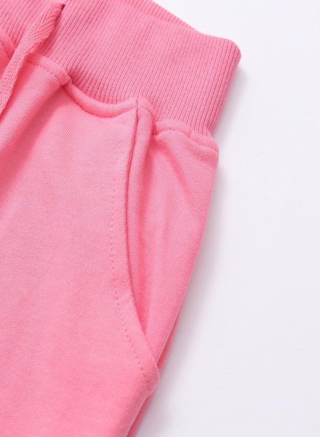 VZF 3 Pack Toddler Girls Sweatpants Soft Cotton Girl Joggers Casual Athletic Pull-On Pants with Pockets, Pink+Watermelon Red+Purple, 5Y - Image 2