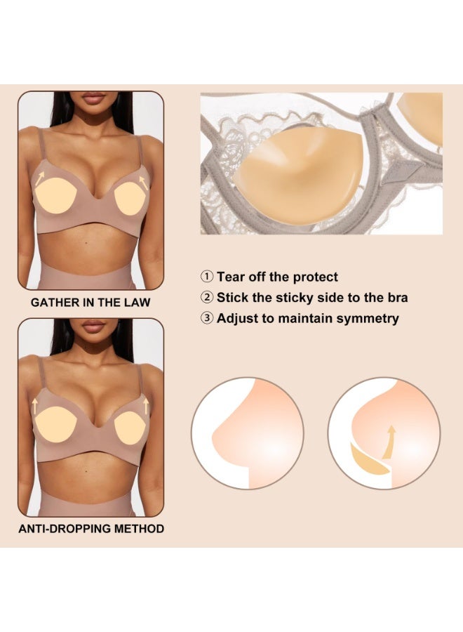 Double Sided Sticky Bra Inserts, Invisible Lift Self Adhesive Boob Pads Push Up Breast Pads Reusable Washable - Image 3