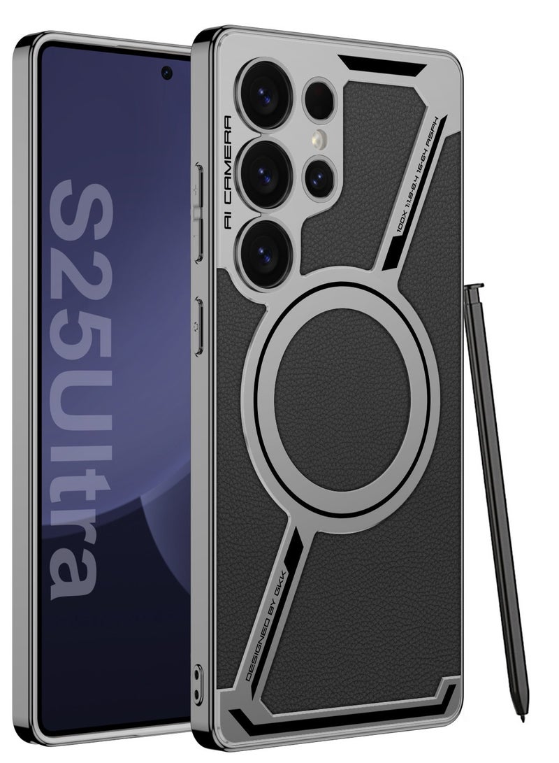 عام غطاء جلدي مغناطيسي لسامسونج جالكسي إس 25 الترا - متوافق مع الشحن اللاسلكي - غطاء أعمال رفيع مقاوم للصدمات من الجلد الصناعي - Image 1