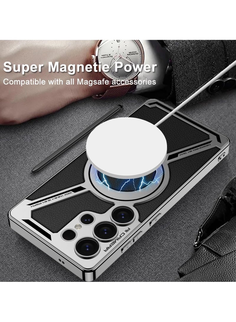 عام غطاء جلدي مغناطيسي لسامسونج جالكسي إس 25 الترا - متوافق مع الشحن اللاسلكي - غطاء أعمال رفيع مقاوم للصدمات من الجلد الصناعي - Image 2