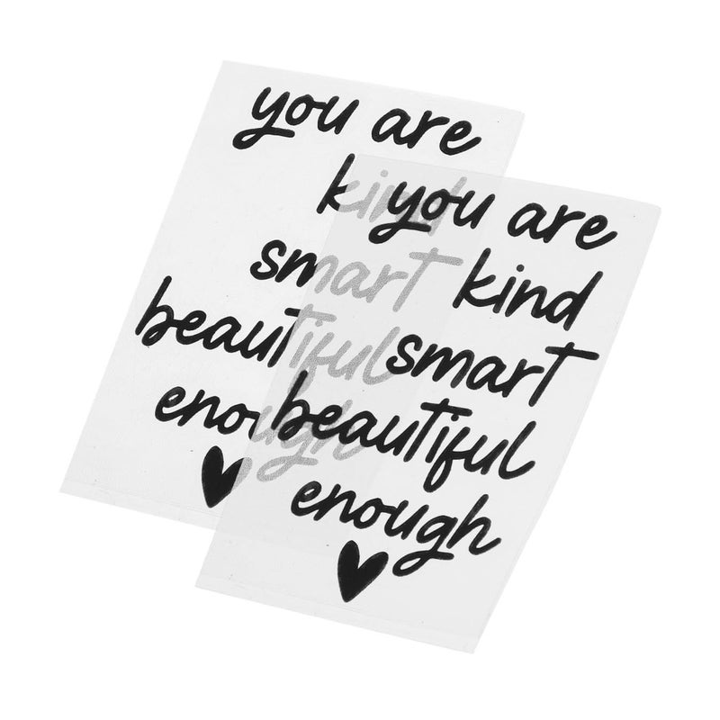 Veemoon 2 ملصقات تأكيد للمرآة الحمام فينيل اقتباسات تأكيد إيجابي للذات تحفيزية ديكور حائط أسود لمنضدة الزينة - Image 2