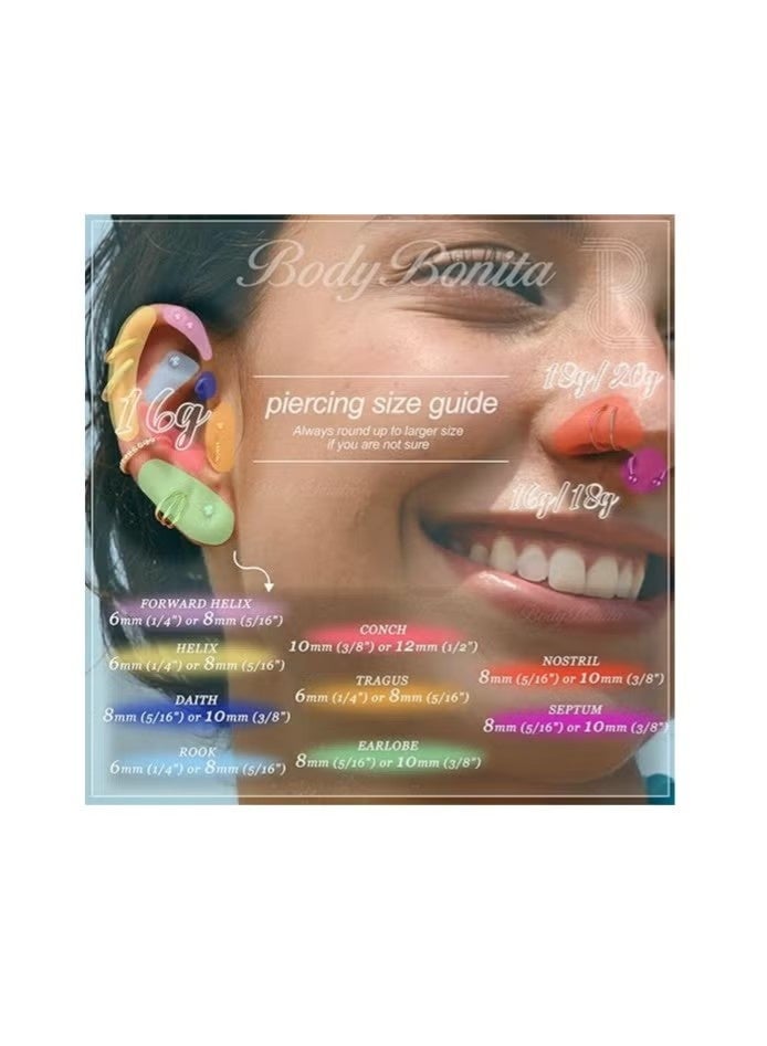 3pcs Nose Rings Hoops - 316L Surgical Steel Double Hoop Nose Rings 16G/18G/20G Hinged CZ Conch Piercing Jewelry Septum Clicker Lip Rings Cartilage Earring Helix Rook Tragus Daith 7mm/8mm/9mm/10mm - Image 3