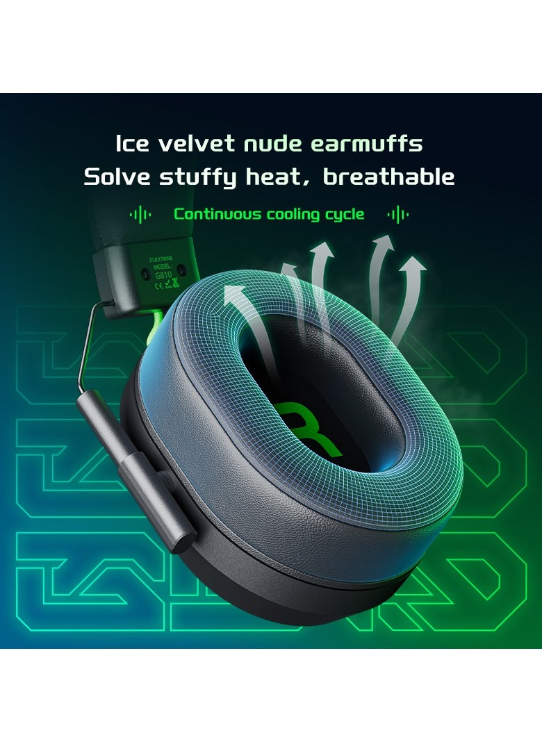 Plextone The Plextone G810 gaming headset features a 3.5mm AUX jack, allowing you to connect to any audio device. Its ergonomic design ensures superior comfort during use, fits all sizes, and provides ideal support for your head. Black color.  - Image 4
