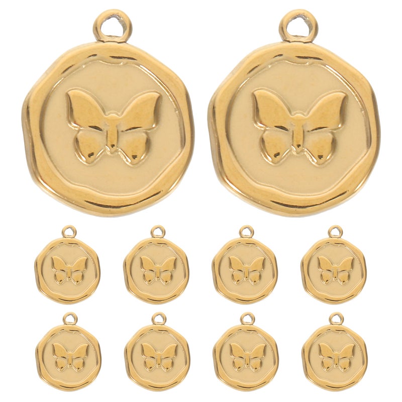 Butterfly Charms For Diy Jewelry Making - 10Set Stainless Steel Pendants For Bracelets Necklaces And Earrings In Elegant Golden Color - Image 1