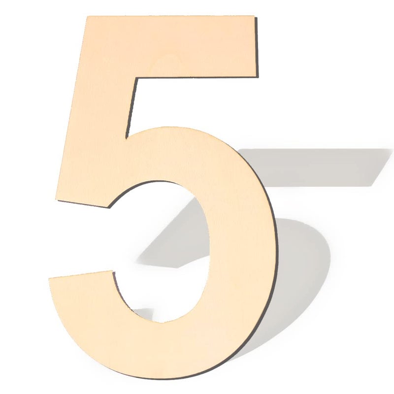 17 inch Large Wooden Numbers Wood Number Blank Wooden Number Wooden Sign Board Wooden Numbers for Crafts DIY Projects Birthday Party Wedding Decorations Number 5