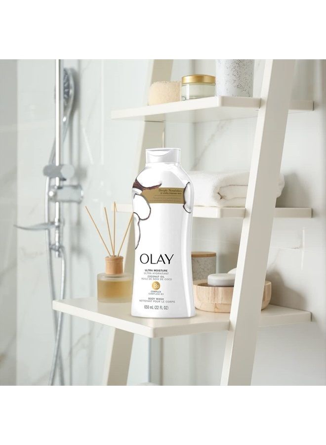 Olay Ultra Moisture Coconut Oasis Body Wash, for Smooth and Healthy Looking Skin, 22 Fl Oz (Pack of 4) - Image 3