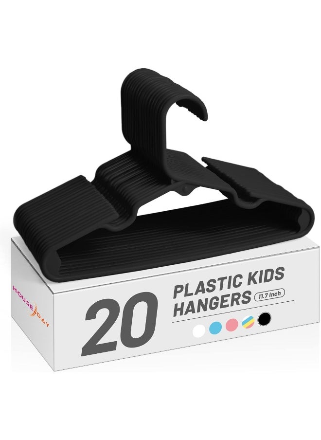HOUSE DAY - HOUSE DAY 20 Pack Black Kids Hangers Premium Baby Hangers for Closet Slim Plastic Hangers Cute Infant Hangers, Durable Kids Clothes Hanger, Toddler Hangers, Childrens Hangers Baby Hangers - Image 1