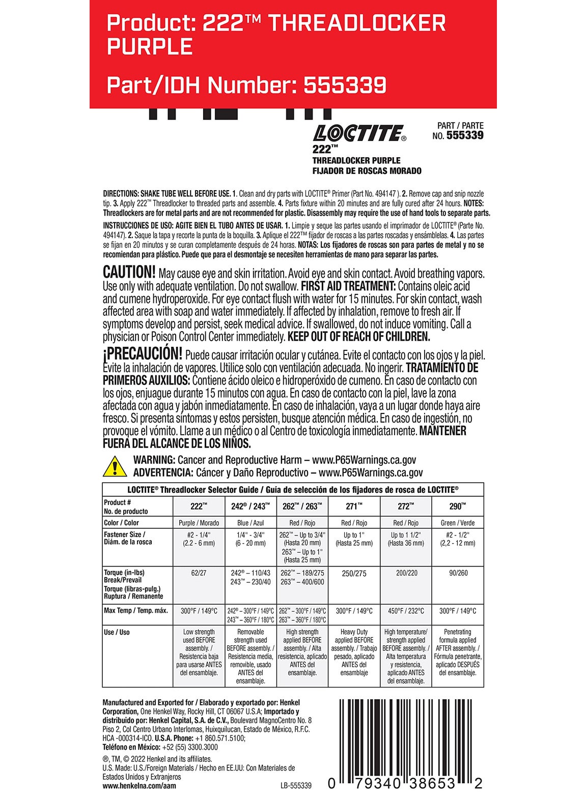 Loctite Loctite 222 Threadlocker for Automotive: High-Temperature, Low-Strength, Anaerobic, One-Piece Assembly, Non-Corrosive, Locks and Seals | Purple, 6 ml Tube (PN: 38653-555339)  - Image 2