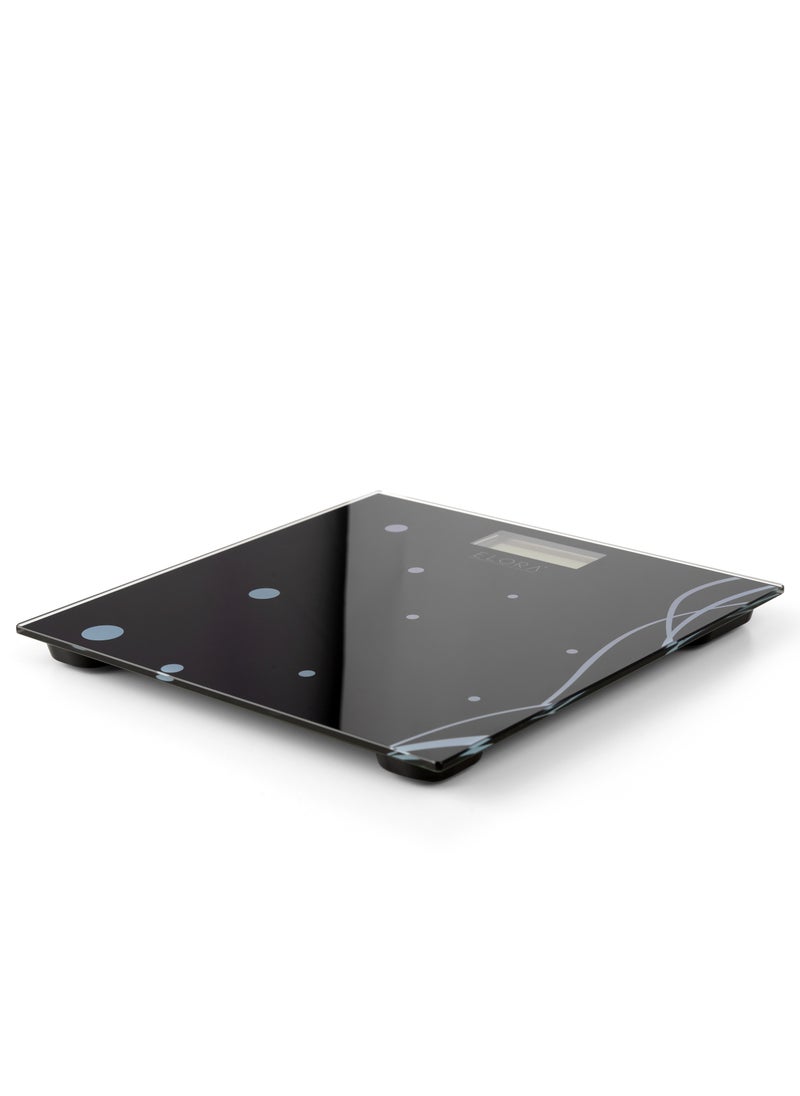 ELORA - ELORA Mechanical Scale for Body Weight Digital Weighing Machine for People, Accurate & Large LCD Backlight Display 4mm Tempered Glass Elora CF-13756 Black - Image 1
