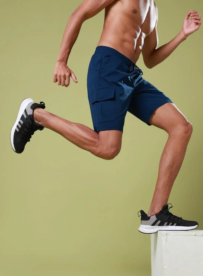 Technosport Men Solid Slim Fit Sports Shorts with TS FLEXI by Styli