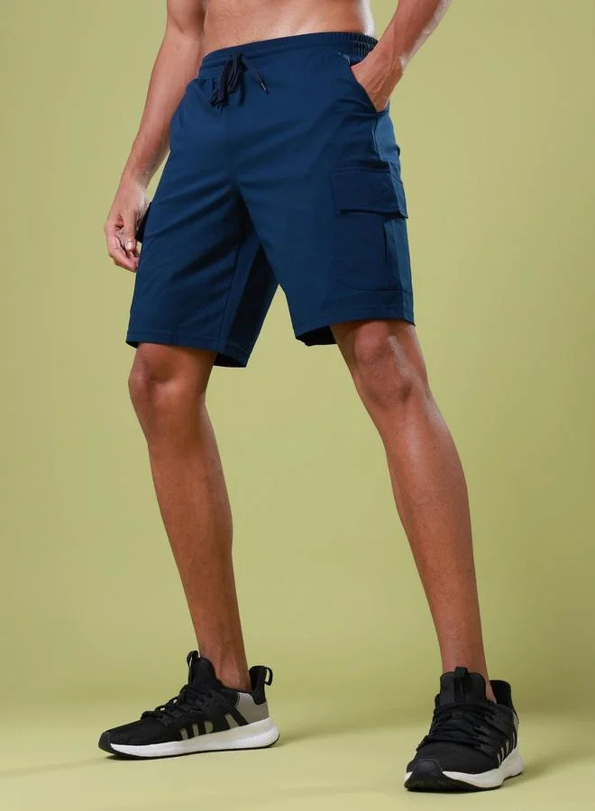 Technosport Men Solid Slim Fit Sports Shorts with TS FLEXI by Styli