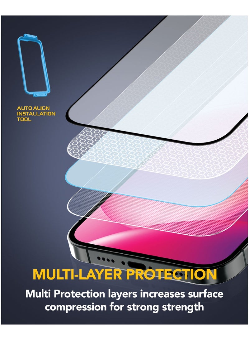 Remson Elite Guard Tempered Glass Screen Protector HD Clear 9H Hardness Anti-Fingerprint with Auto-Align Installation Tool for iPhone 15 Pro 6.1 inch - Image 3