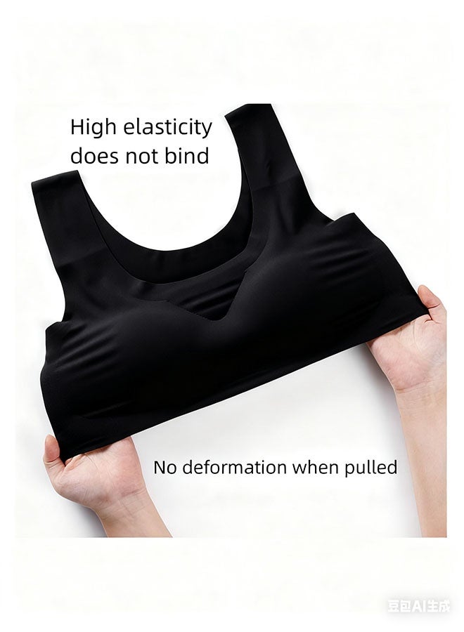 Two-Piece Women’s Sports Bra Tank Top 🖤 Black + Nude 🌸 Seamless Ice Silk Yoga Bra ✨ Quick-Dry Fitness Style - Image 3