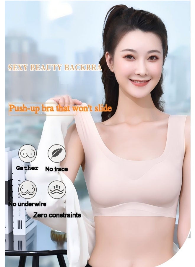 Two-Piece Women’s Sports Bra Tank Top 🖤 Black + Nude 🌸 Seamless Ice Silk Yoga Bra ✨ Quick-Dry Fitness Style - Image 4
