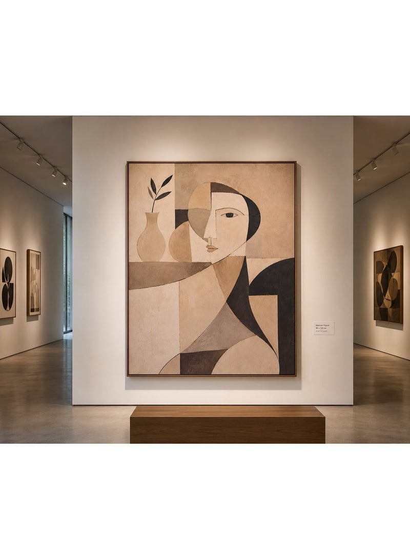 Nordico Casa Large Abstract Wall Art Painting 90x135 cm Neutral Beige Framed Artwork Minimalist Nordic Scandinavian Modern Decor Statement Piece for Living Room Bedroom Office Decoration - Image 1