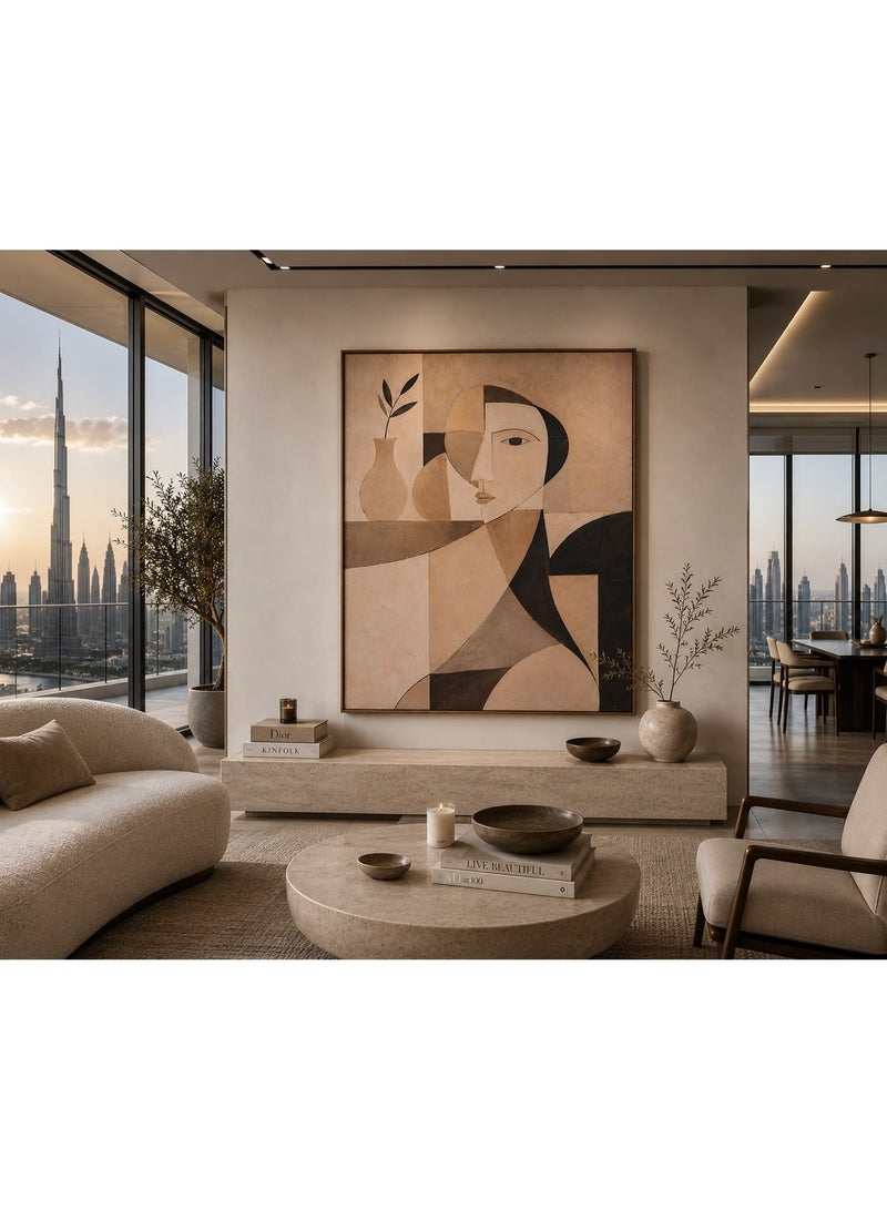 Nordico Casa Large Abstract Wall Art Painting 90x135 cm Neutral Beige Framed Artwork Minimalist Nordic Scandinavian Modern Decor Statement Piece for Living Room Bedroom Office Decoration - Image 2